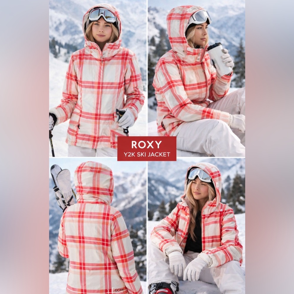 ROXY NWOT Insulated Plaid- pinks & cream
Ski Jacket-Y2K Era all the extras sz M